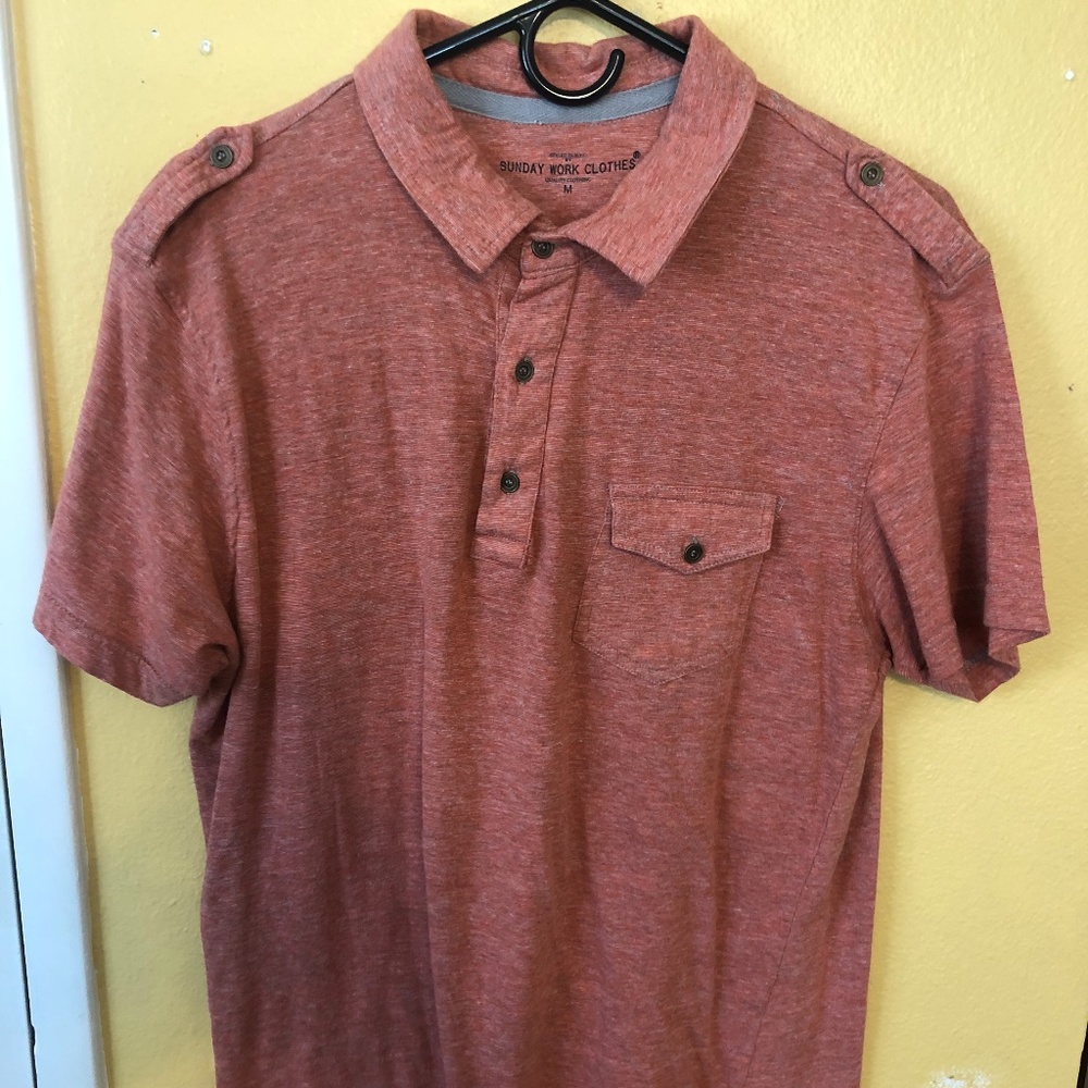 SUNDAY WORK CLOTHES NYC MEN'S M POLO SHIRT ORANGE